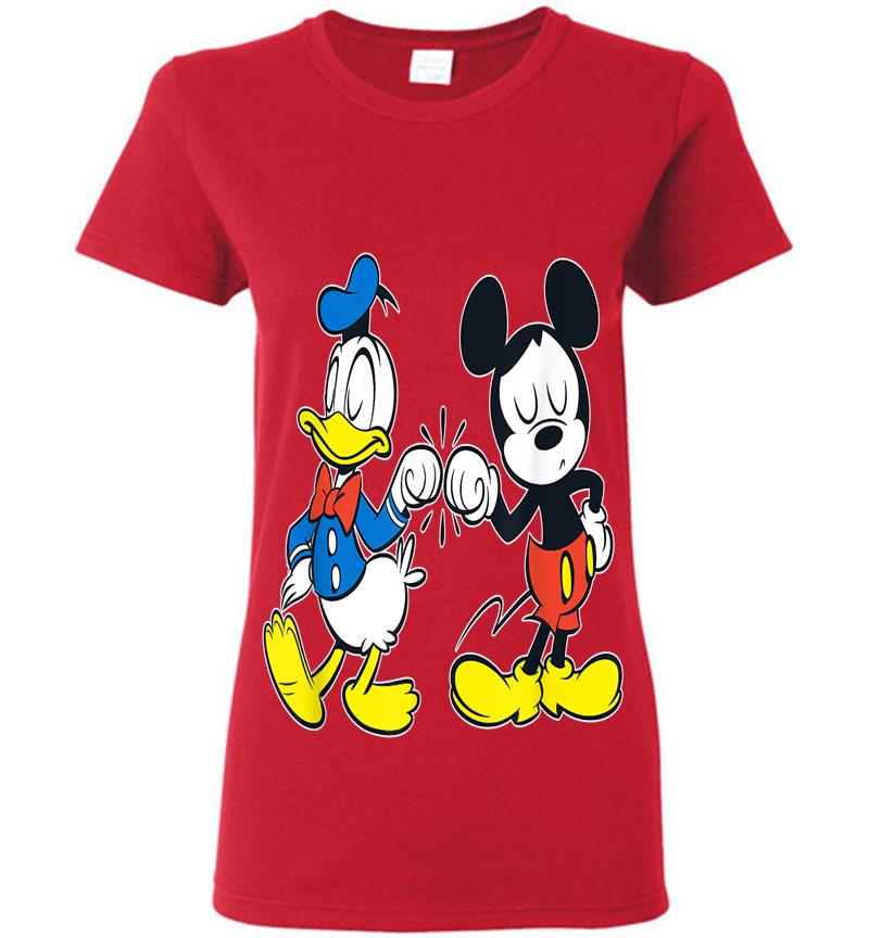 Inktee Store - Disney Mickey Mouse And Donald Duck Best Friends Outline Womens T-Shirt Image