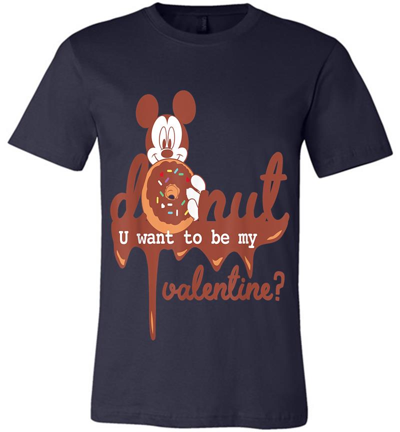 Inktee Store - Disney Mickey Mouse Donut U Want To Be My Valentine Premium T-Shirt Image