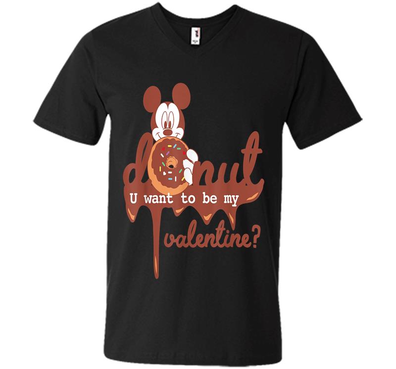 Disney Mickey Mouse Donut U Want To Be My Valentine V-neck T-shirt