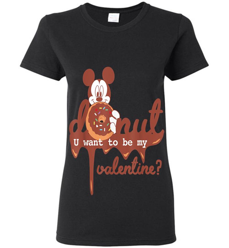 Disney Mickey Mouse Donut U Want To Be My Valentine Womens T-shirt
