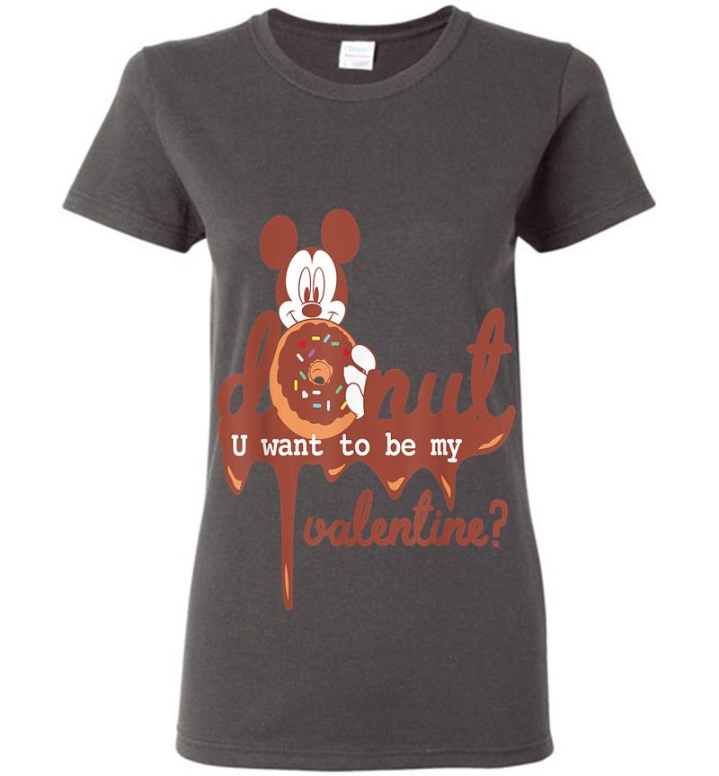 Inktee Store - Disney Mickey Mouse Donut U Want To Be My Valentine Womens T-Shirt Image