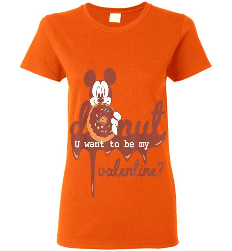 Inktee Store - Disney Mickey Mouse Donut U Want To Be My Valentine Womens T-Shirt Image