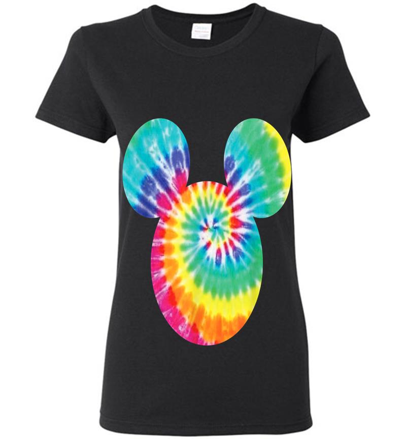 Disney Mickey Mouse Icon Rainbow Tie-dye Womens T-shirt