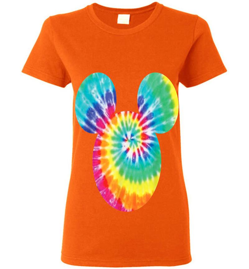 Inktee Store - Disney Mickey Mouse Icon Rainbow Tie-Dye Womens T-Shirt Image