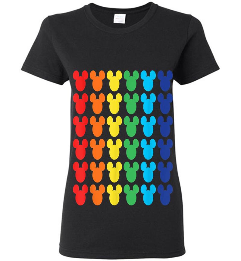 Disney Mickey Mouse Rainbow Icons Womens T-shirt
