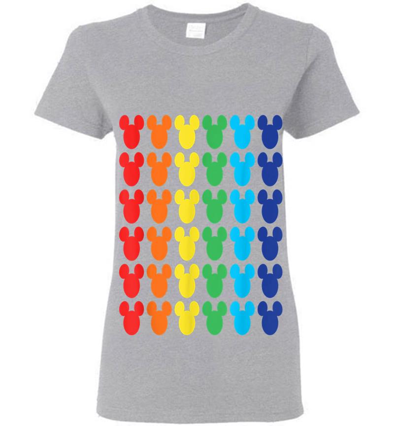 Inktee Store - Disney Mickey Mouse Rainbow Icons Womens T-Shirt Image