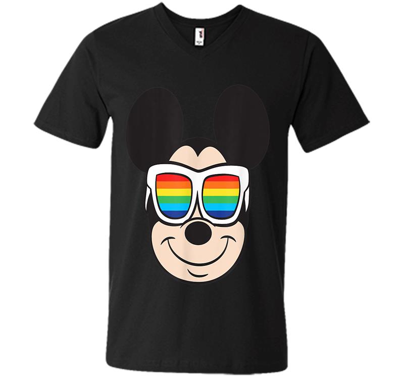 Disney Mickey Mouse Rainbow Sunglasses V-neck T-shirt