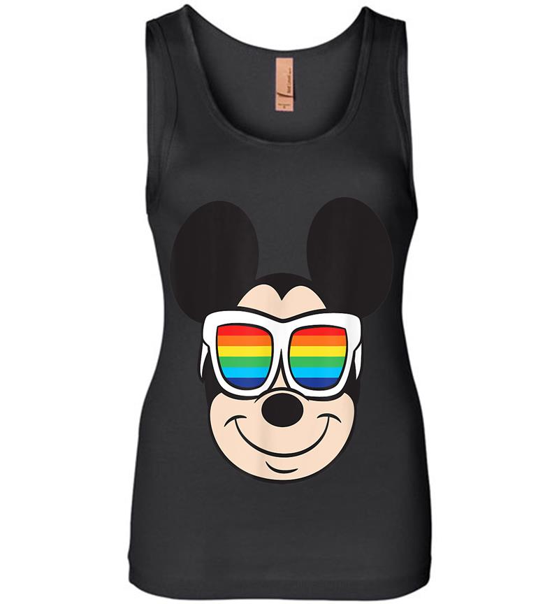 Disney Mickey Mouse Rainbow Sunglasses Womens Jersey Tank Top