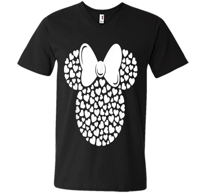 Disney Minnie Mouse Icon Filled With White Hearts V-neck T-shirt