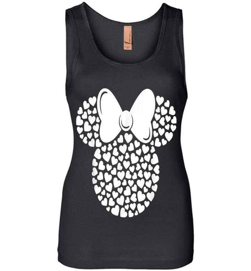 Disney Minnie Mouse Icon Filled With White Hearts Womens Jersey Tank Top