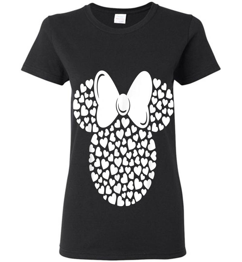 Disney Minnie Mouse Icon Filled With White Hearts Womens T-shirt