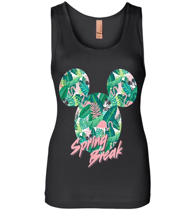 Disney Minnie Mouse Icon Tropical Pink Spring Break Womens Jersey Tank Top