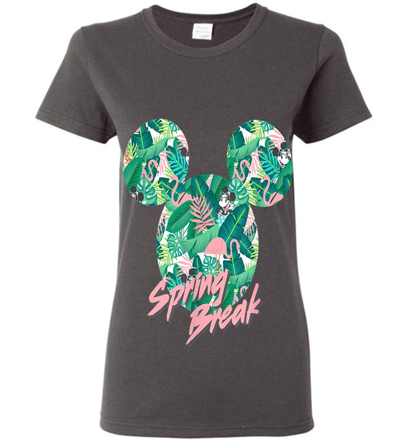 Inktee Store - Disney Minnie Mouse Icon Tropical Pink Spring Break Womens T-Shirt Image