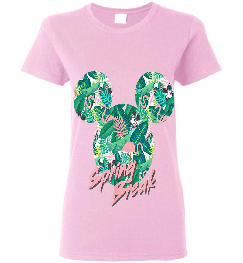 Inktee Store - Disney Minnie Mouse Icon Tropical Pink Spring Break Womens T-Shirt Image
