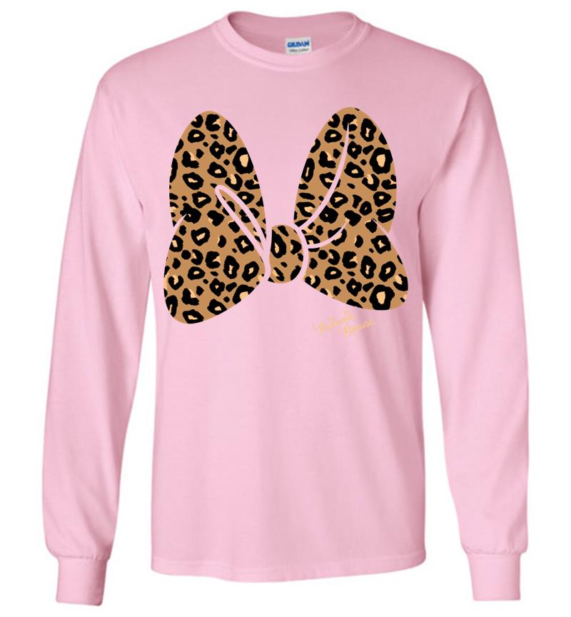 Inktee Store - Disney Minnie Mouse Leopard Print Bow Long Sleeve T-Shirt Image