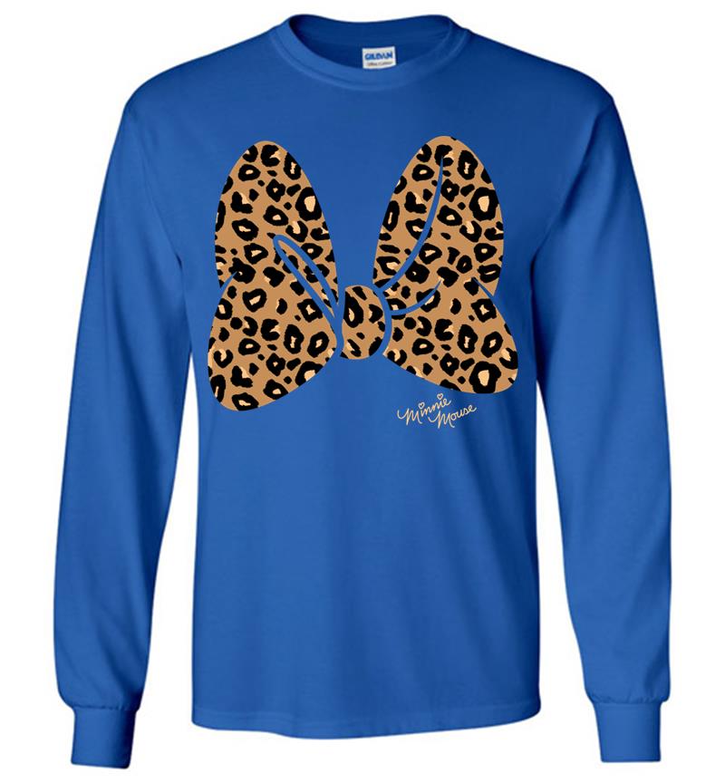 Inktee Store - Disney Minnie Mouse Leopard Print Bow Long Sleeve T-Shirt Image