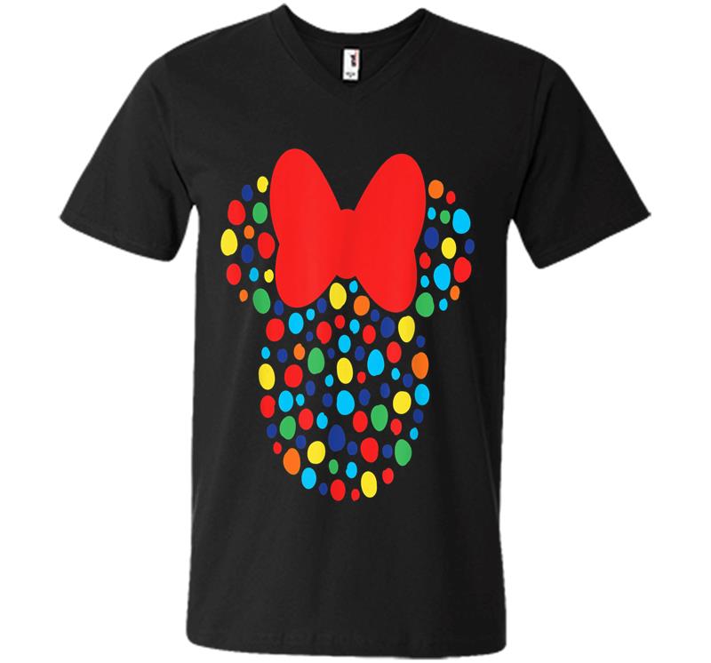 Disney Minnie Mouse Polka Dot Rainbow V-neck T-shirt