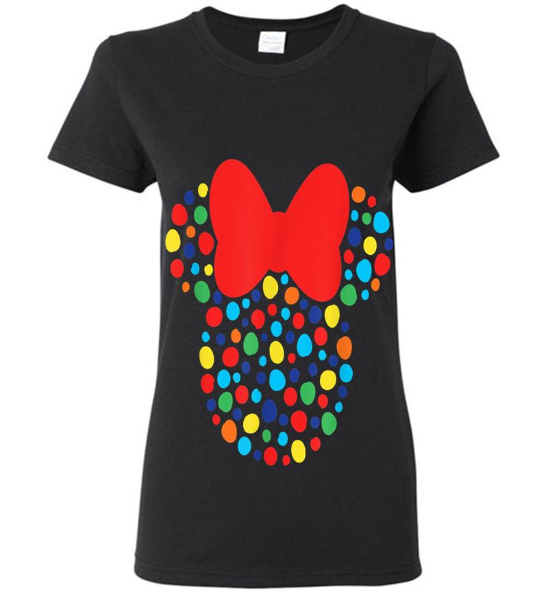 Disney Minnie Mouse Polka Dot Rainbow Womens T-shirt