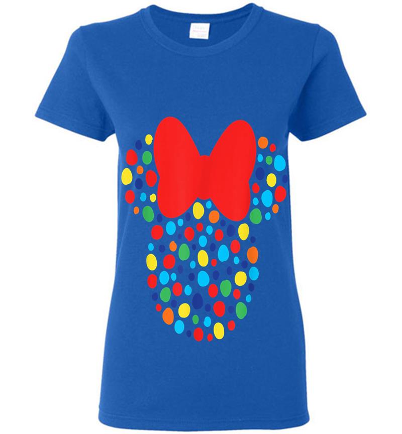 Inktee Store - Disney Minnie Mouse Polka Dot Rainbow Womens T-Shirt Image