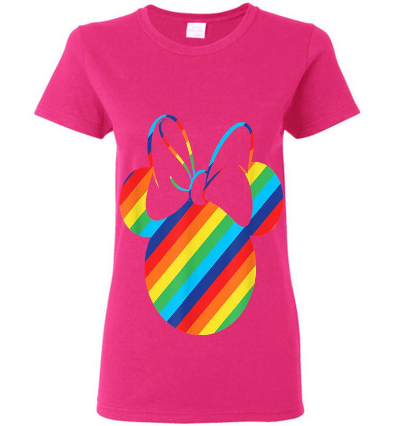 Inktee Store - Disney Minnie Mouse Silhouette Rainbow Womens T-Shirt Image