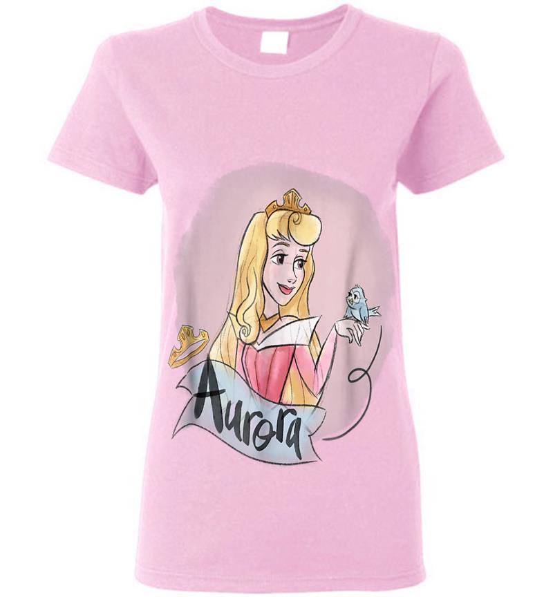 Inktee Store - Disney Sleeping Beauty Princess Aurora In Pink Dress Womens T-Shirt Image