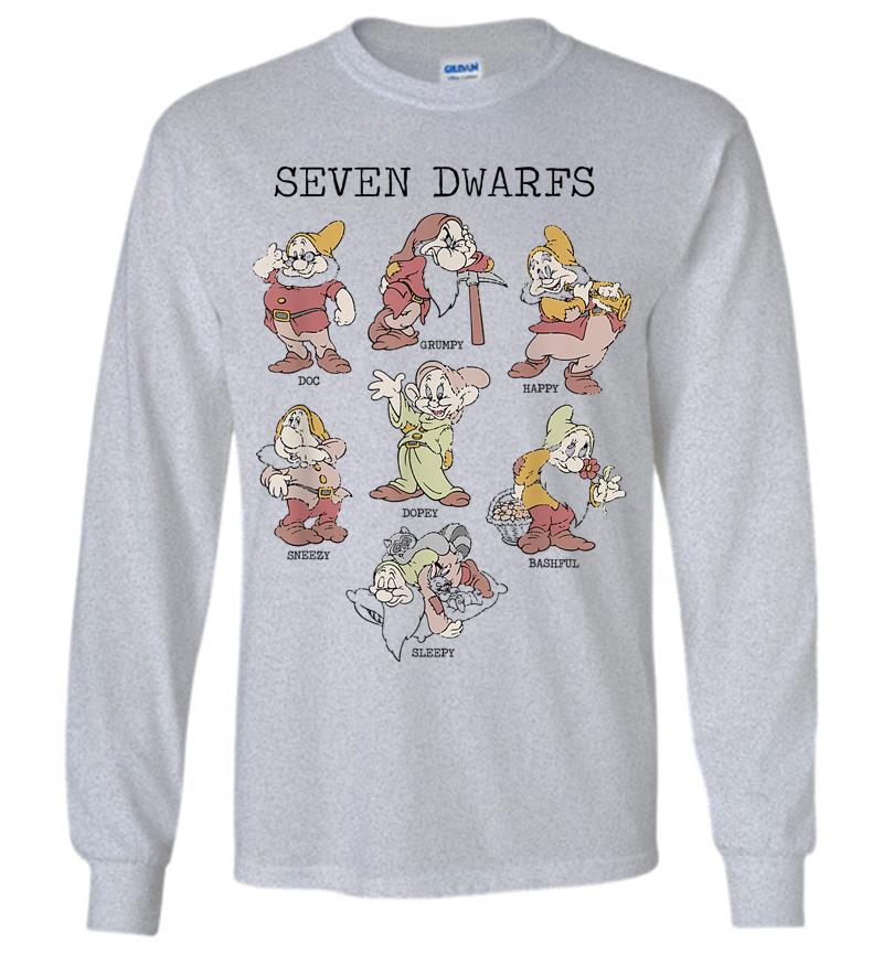 Inktee Store - Disney Snow White Seven Dwarfs Portraits Long Sleeve T-Shirt Image
