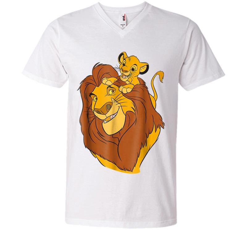 Inktee Store - Disney The Lion King Simba And Mufasa Father And Son V-Neck T-Shirt Image