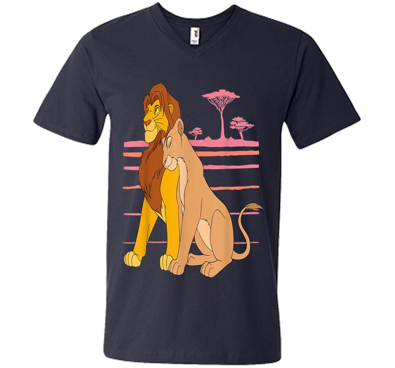 Inktee Store - Disney The Lion King Simba And Nala Love V-Neck T-Shirt Image