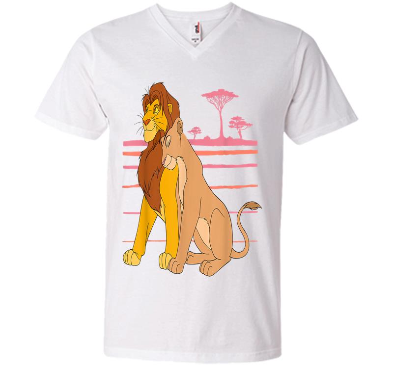 Inktee Store - Disney The Lion King Simba And Nala Love V-Neck T-Shirt Image