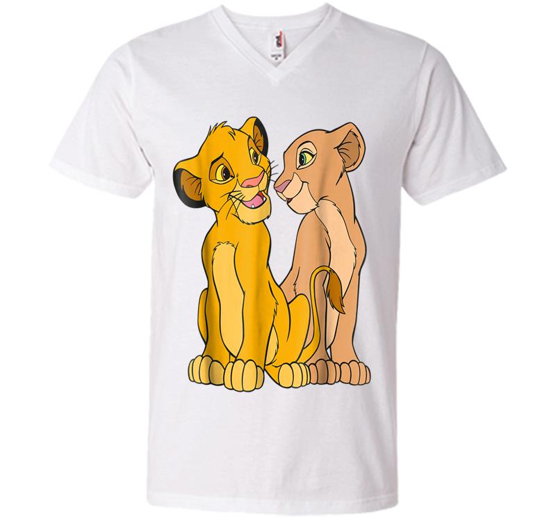 Inktee Store - Disney The Lion King Young Simba And Nala Together V-Neck T-Shirt Image