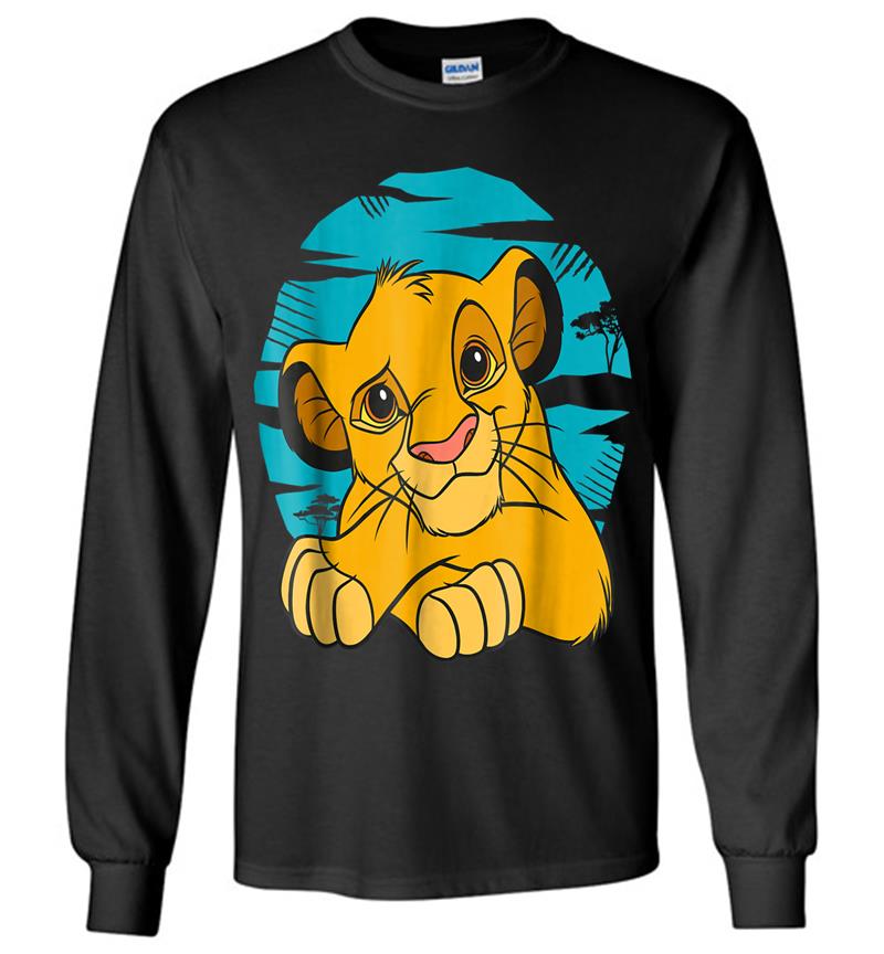 Disney The Lion King Young Simba Resting Blue 90s Long Sleeve T-shirt