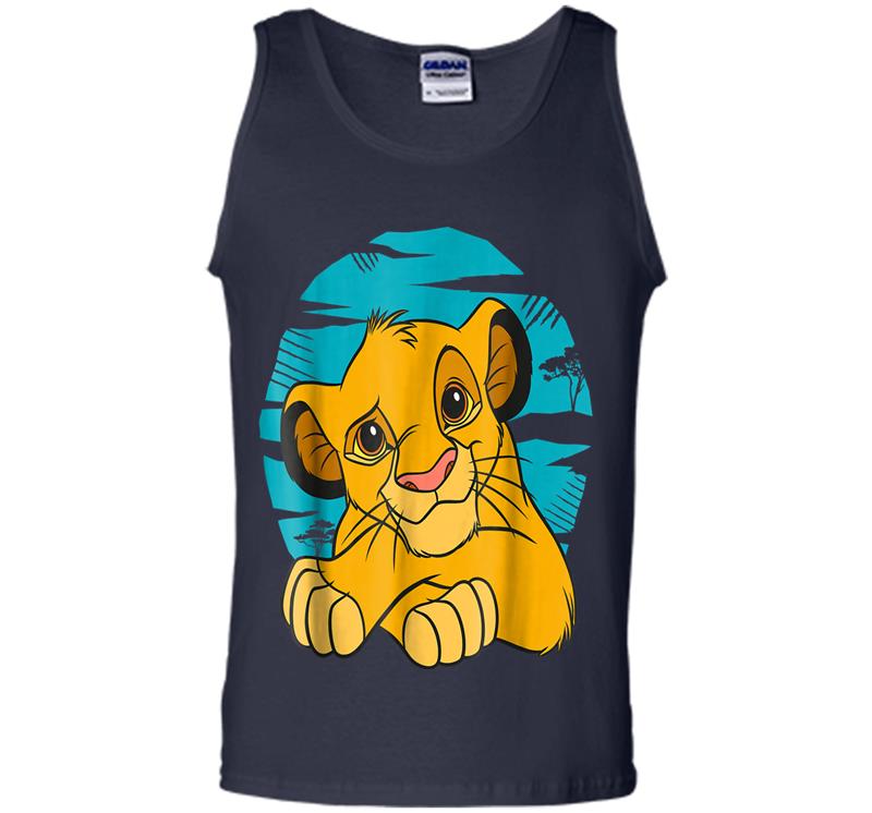 Inktee Store - Disney The Lion King Young Simba Resting Blue 90S Mens Tank Top Image
