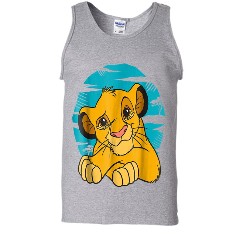 Inktee Store - Disney The Lion King Young Simba Resting Blue 90S Mens Tank Top Image
