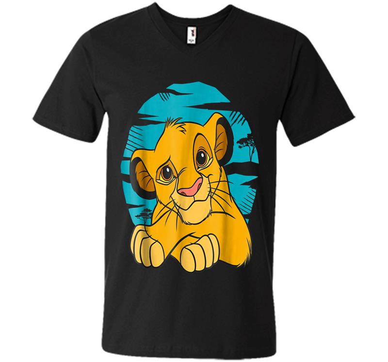 Disney The Lion King Young Simba Resting Blue 90s V-neck T-shirt