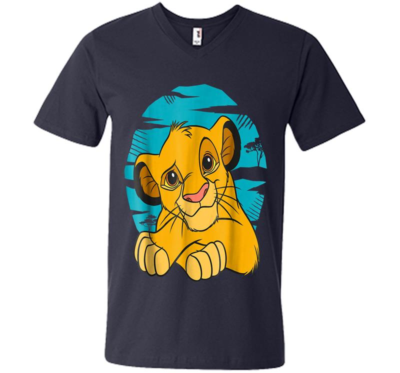 Inktee Store - Disney The Lion King Young Simba Resting Blue 90S V-Neck T-Shirt Image