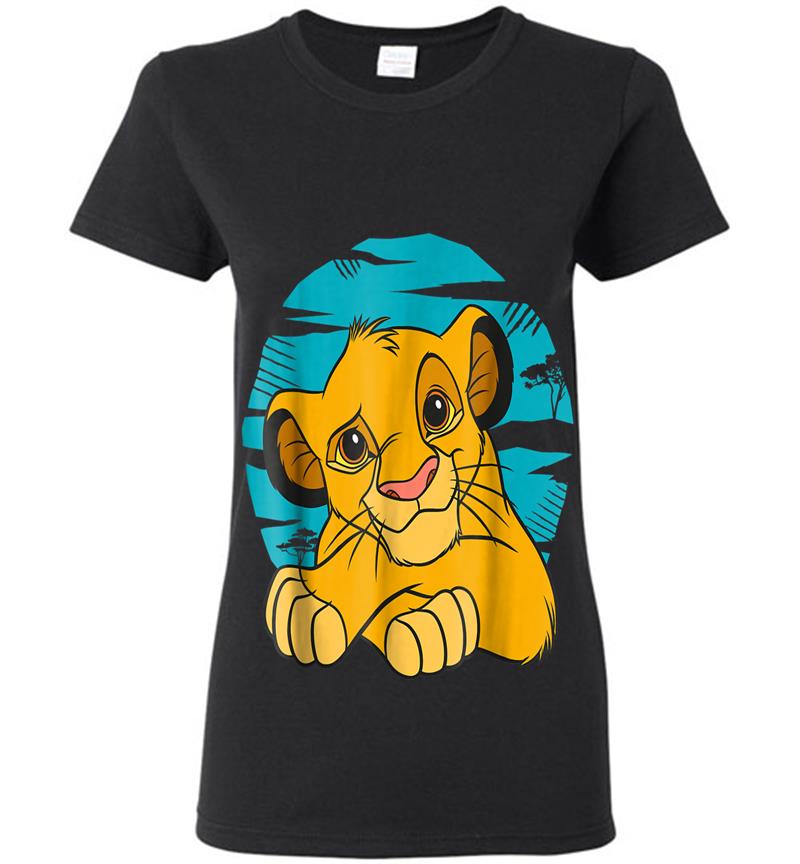 Disney The Lion King Young Simba Resting Blue 90s Womens T-shirt