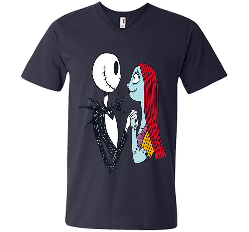 Inktee Store - Disney The Nightmare Before Christmas Jack And Sally V-Neck T-Shirt Image