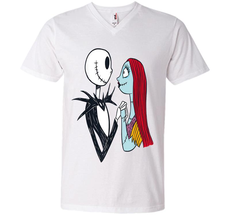 Inktee Store - Disney The Nightmare Before Christmas Jack And Sally V-Neck T-Shirt Image