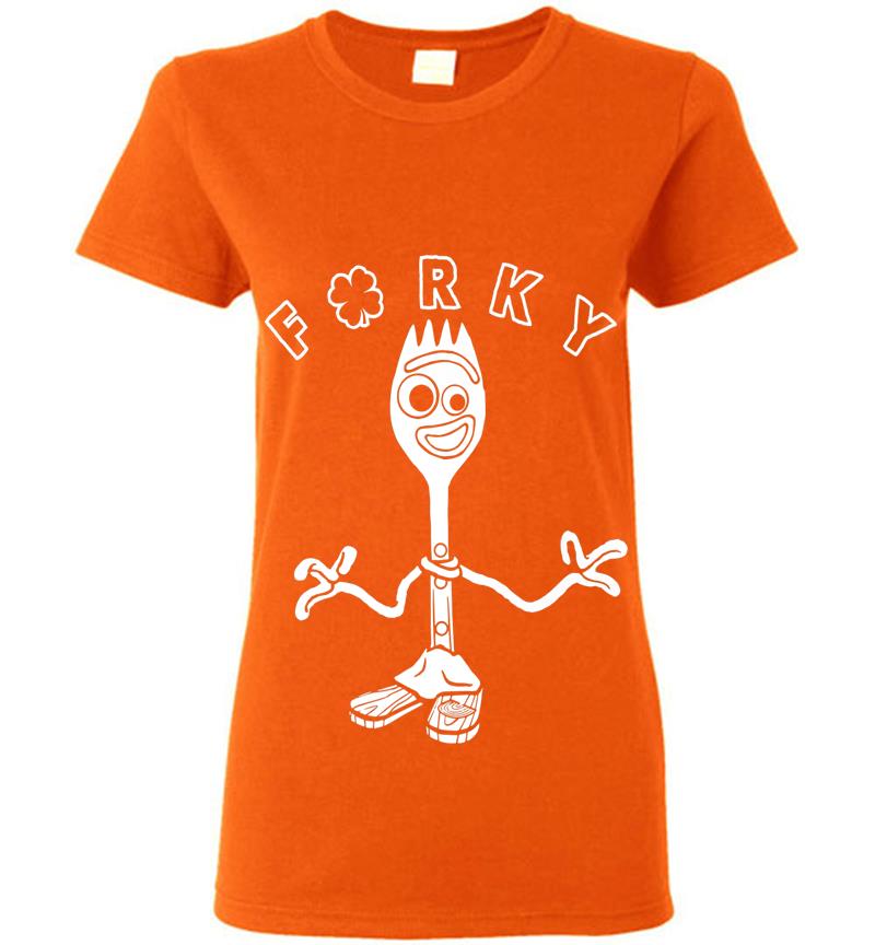 Inktee Store - Disney Toy Story 4 Forky Shamrock St. Patrick'S Day Premium Womens T-Shirt Image