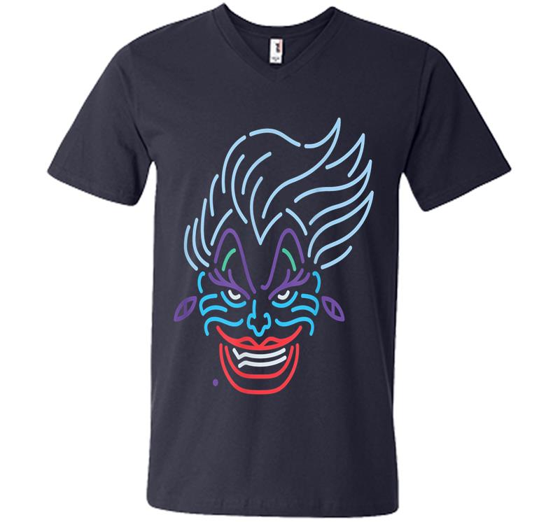Inktee Store - Disney Ursula Neon Face V-Neck T-Shirt Image