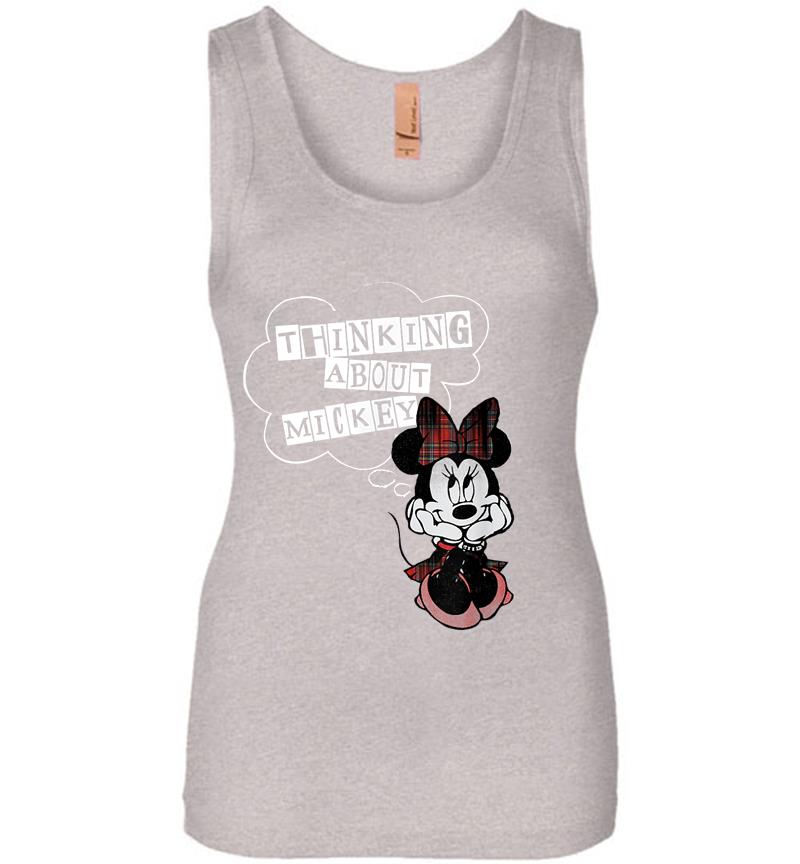 Inktee Store - Disney Valentines Thinking About Mickey Womens Jersey Tank Top Image