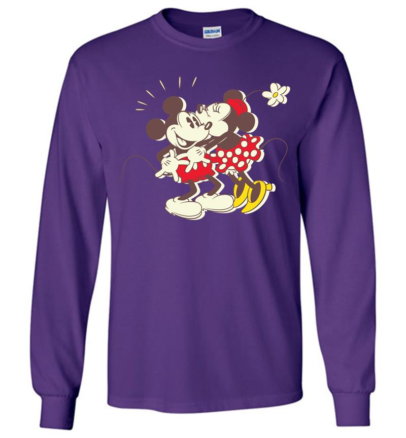 Inktee Store - Disney Vintage Mickey Minnie Mouse Kiss Long Sleeve T-Shirt Image