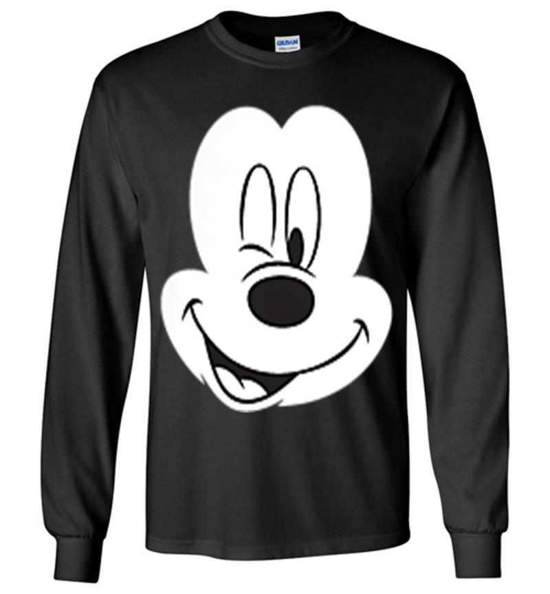 Disney Winking Mickey Mouse Face Small Icon Long Sleeve T-shirt