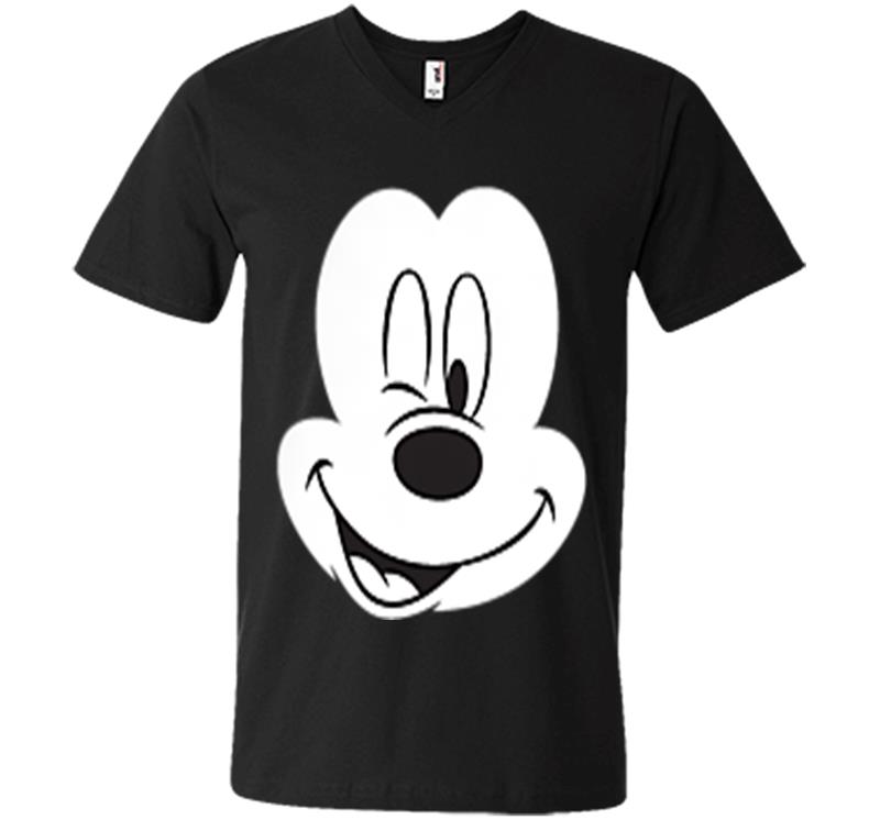 Disney Winking Mickey Mouse Face Small Icon V-neck T-shirt