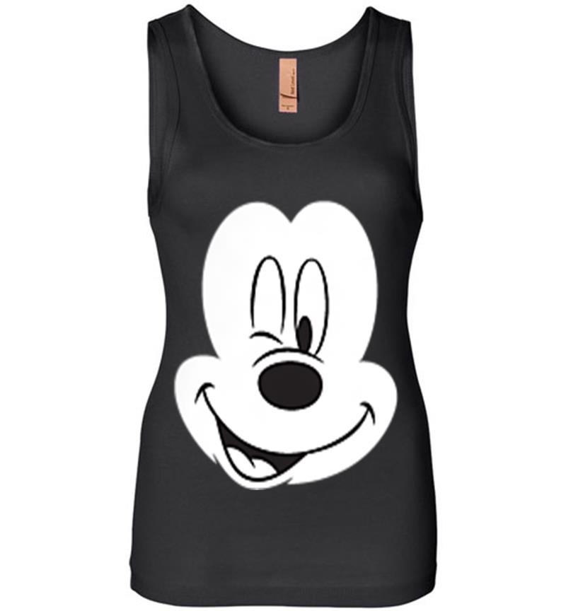 Disney Winking Mickey Mouse Face Small Icon Womens Jersey Tank Top