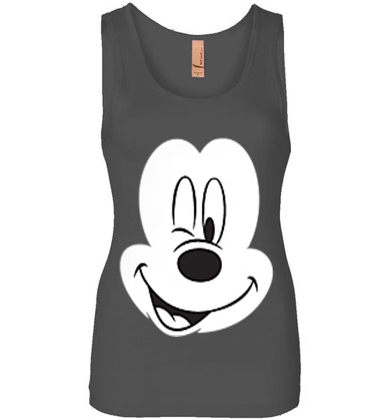Inktee Store - Disney Winking Mickey Mouse Face Small Icon Womens Jersey Tank Top Image