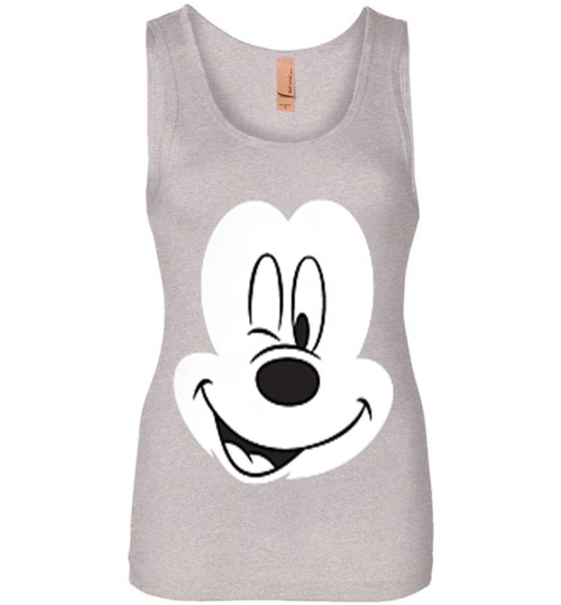 Inktee Store - Disney Winking Mickey Mouse Face Small Icon Womens Jersey Tank Top Image