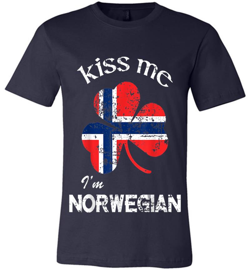 Inktee Store - Distress Kiss Me I'M Norwegian St. Patrick'S Day Premium T-Shirt Image