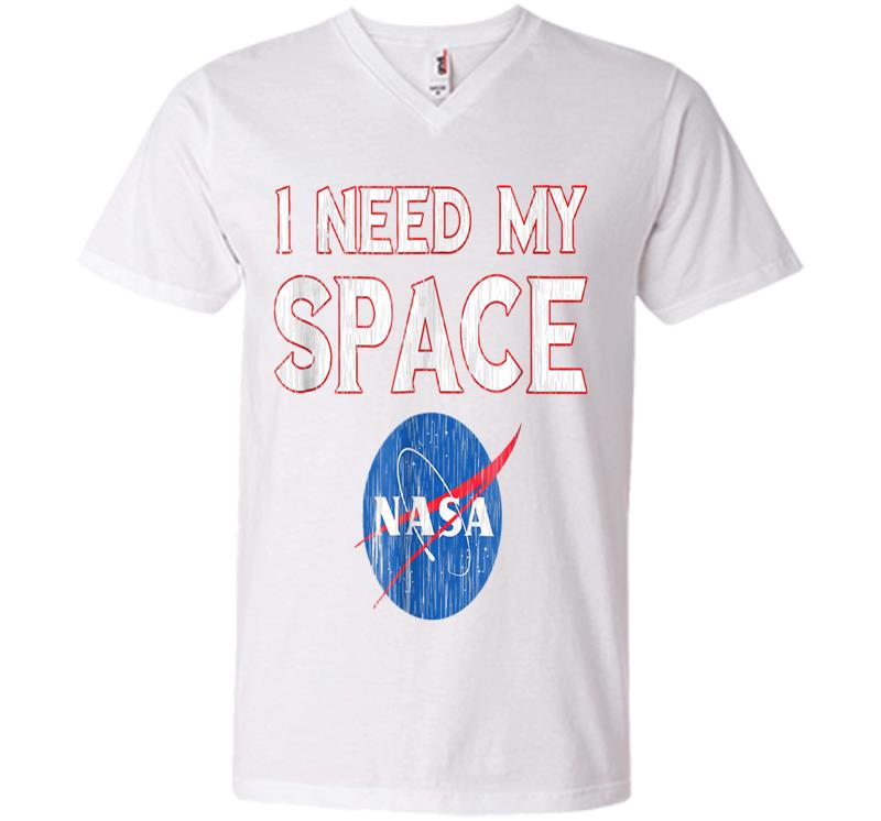 Inktee Store - Distressed Nasa Logo I Need My Space V-Neck T-Shirt Image