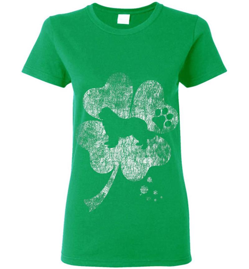Inktee Store - Distressed Newfoundland Dog St Patricks Day Dog Lover Womens T-Shirt Image